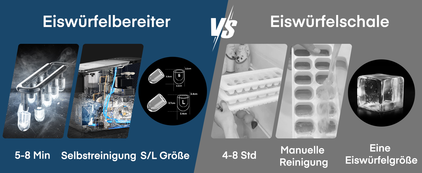 Машина для приготування льоду FOHERE, 14 кг/24 год, 9 кубиків за 5 хвилин, самоочисна, з лопаткою та кошиком, 2 розміри кубиків, для дому/офісу/бару/RV