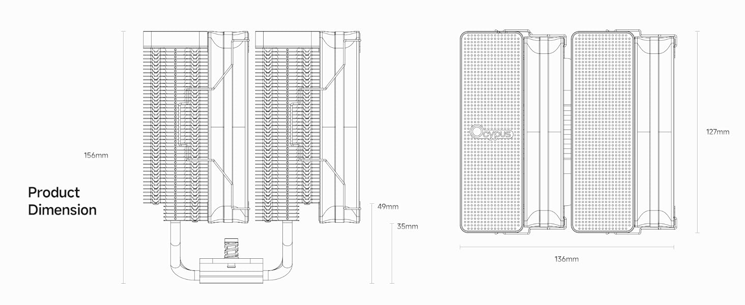 Ocypus Iota A62 BK: Кулер для CPU з цифровим дисплеєм, 6 теплових трубок, 2 вентилятори 120mm, підтримка AMD AM4/AM5, Intel LGA 115X/1200/1700/1851
