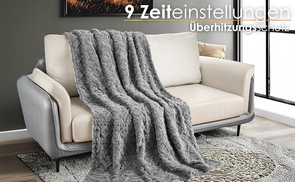 Електрична гріюча ковдра з автовимкненням Kuschelheizdecke 180x130cm, 9 рівнів нагріву, 40°C, пральна