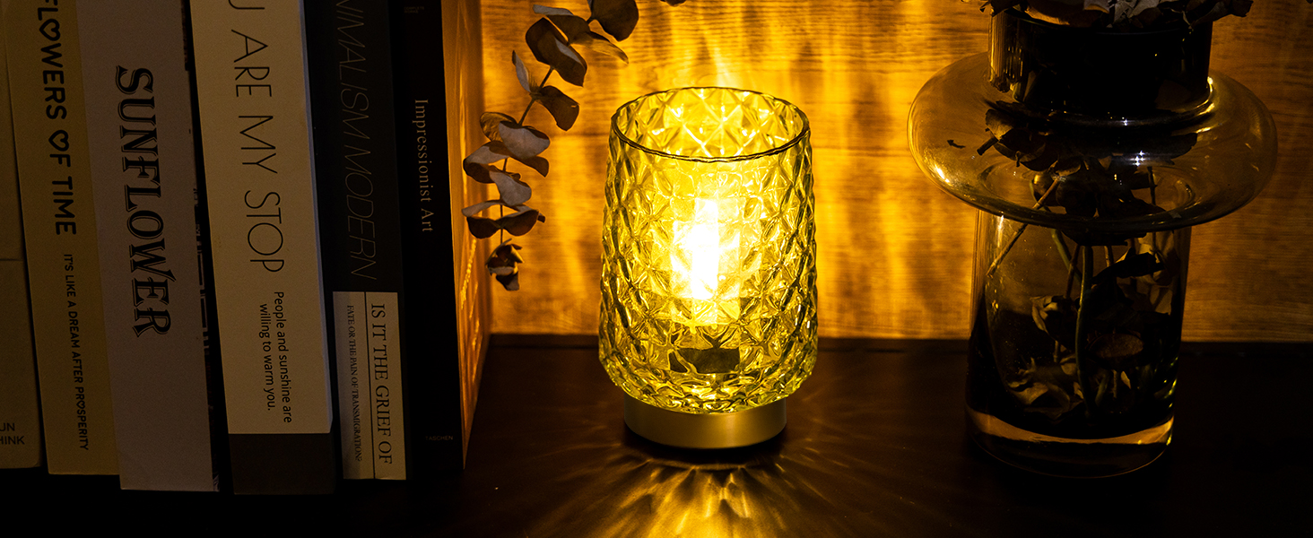 LED настільна лампа MJ PREMIER: акумуляторна, сенсорне керування, регулювання яскравості, скло, USB зарядка, аварійне освітлення (зелена)