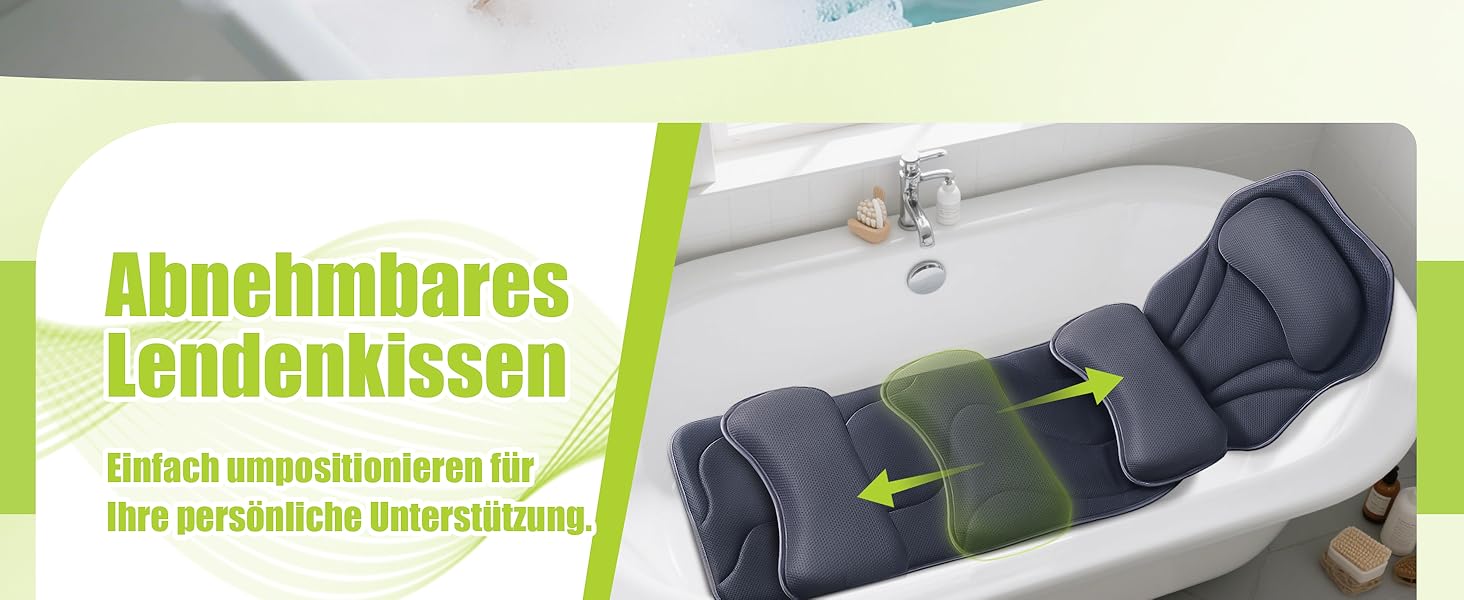 Подушка для ванни Vollkörper для тіла, спини, голови та шиї - комфортне та швидковисихаюче сіре подушко для ванни