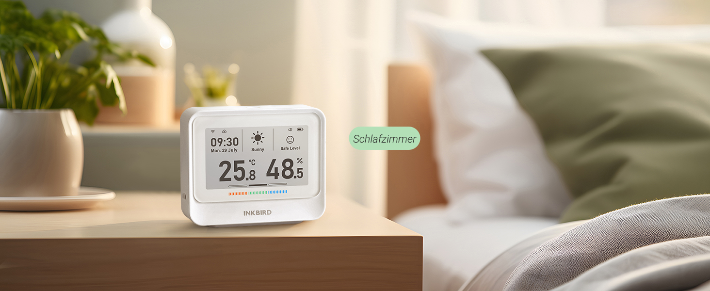 WiFi-термометр і гігрометр INKBIRD IBS-TH5, 8-в-1, з електронним чорнильним дисплеєм, прогнозом погоди, керуванням через додаток і сповіщеннями для дому
