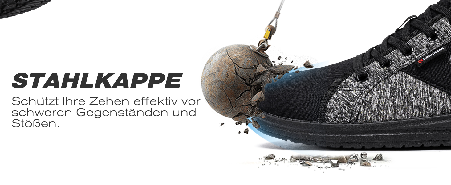 Черевики робочі чоловічі LARNMERN, захисні черевики з металевим носком, легкі, зручні, для скейтбордингу, амортизація, сірі, чорні, 42.5 EU