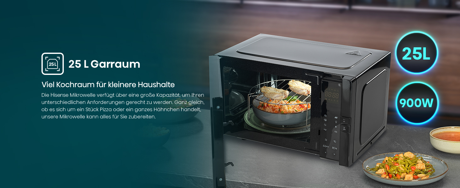 Мікрохвильова піч Hisense H20MOBS4HI 25 л з InverterTech, керамічним покриттям та цифровим керуванням