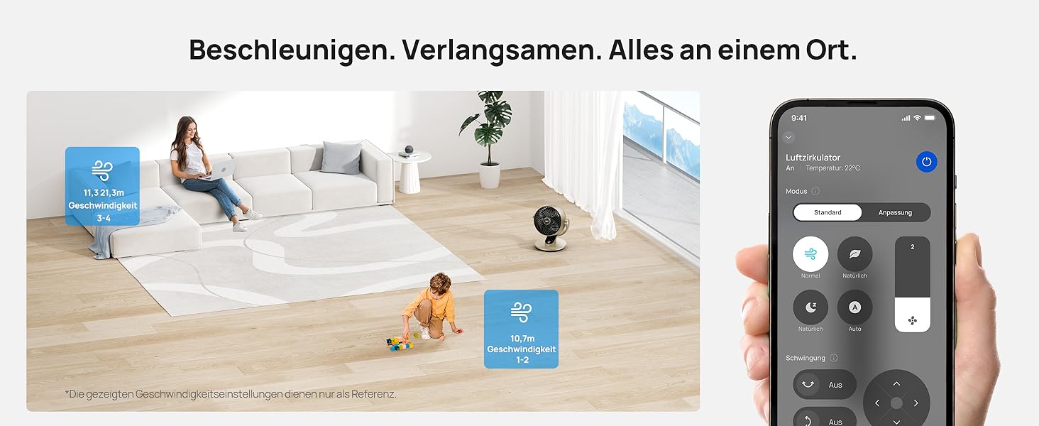 Dreo Lynx S Gold: Тихий розумний вентилятор для дому та офісу, 21 м, 4 швидкості, 5 режимів, таймер 12 год, осциляція