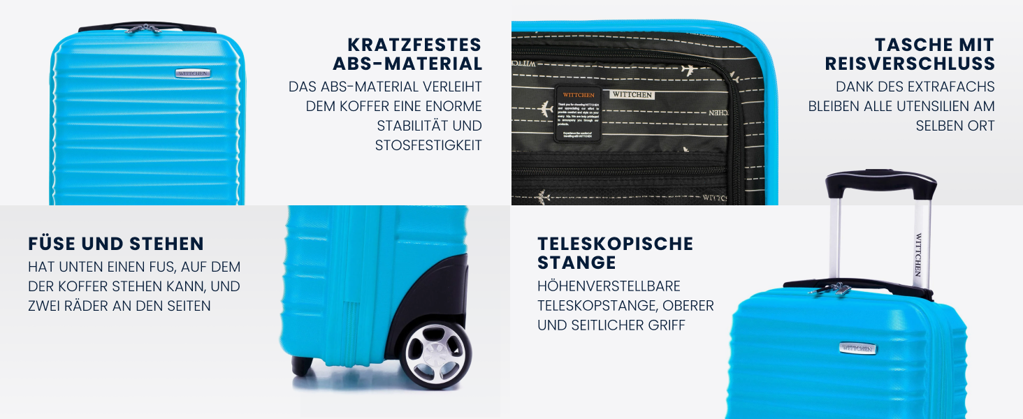 Чемодан на колесах Wittchen Groove Line L, великий, з ABS-пластику, 4 колеса, кодовий замок, чорний (підходить для Lufthansa/Eurowings/Ryanair)