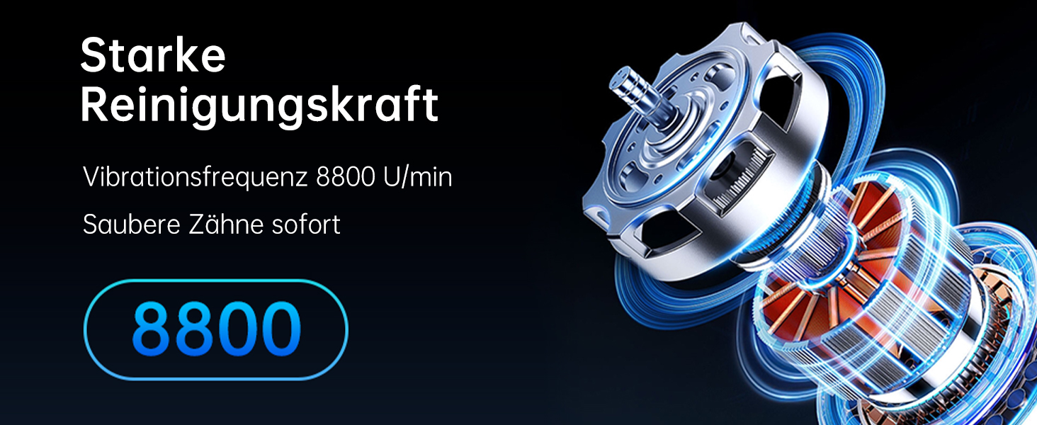 Електрична зубна щітка Rotierende для дорослих з 8 насадками, 3 режимами чищення, акумулятором до 50 днів та Smart-таймером 2 хв - Чорна