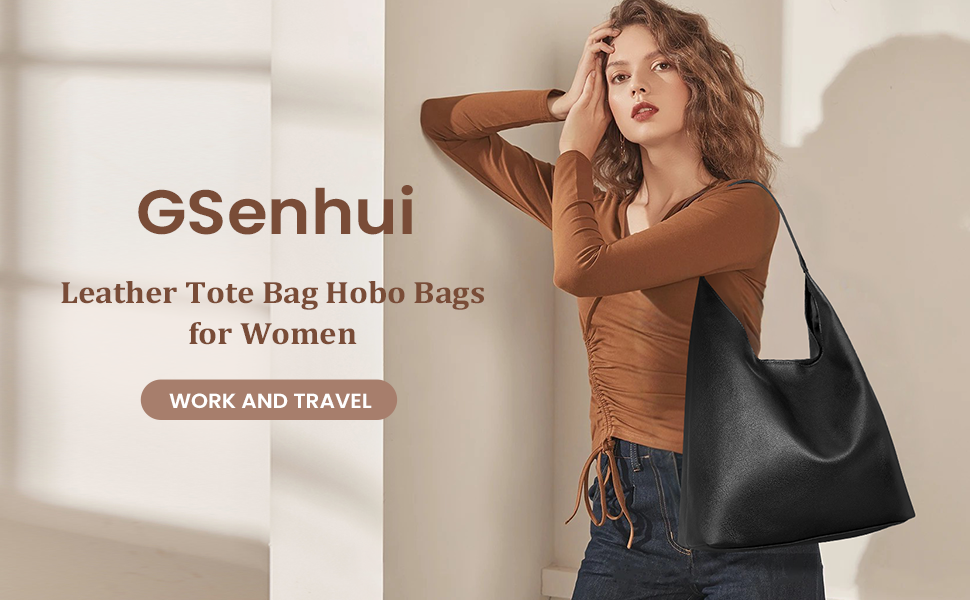 Сумка жіноча GSenhui Hobo Bag чорна шкіряна велика шопер для роботи, навчання, покупок - вінтажний стиль