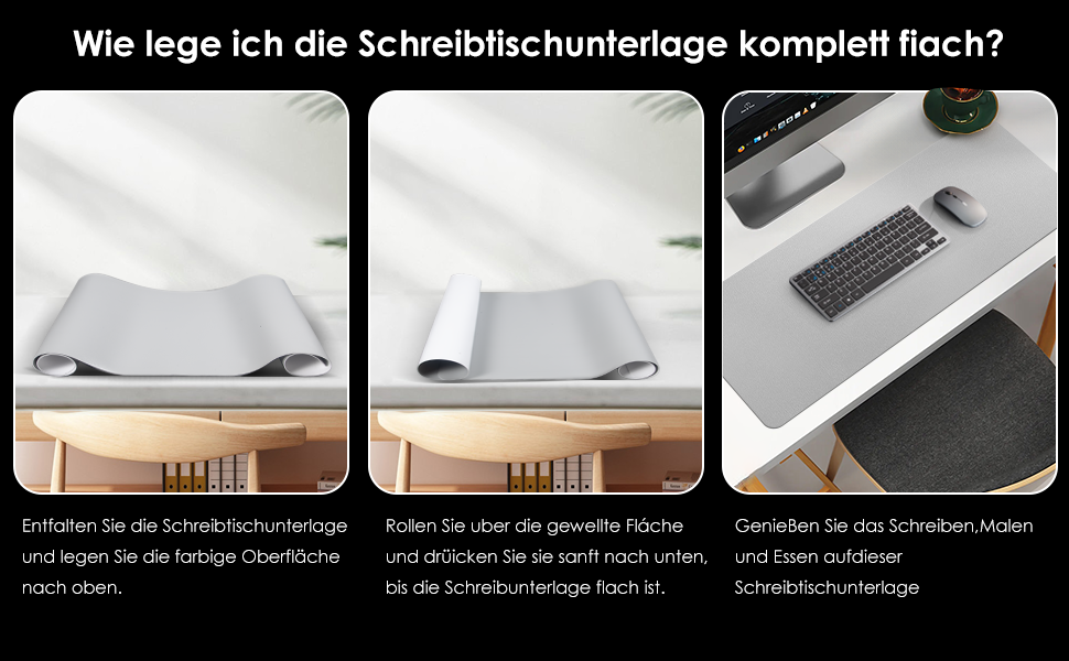 Підкладка на стіл Vicwe 80x40 см, сіра, з ПВХ, з антиковзким покриттям, водонепроникна, для офісу та дому