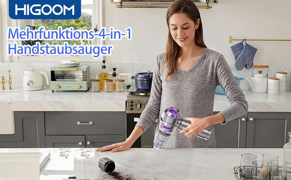 Бездротовий пилосос Higoom 4-в-1: ручний, для авто, 22000Pa, міні-пилосос, функція продування, для дому та автомобіля