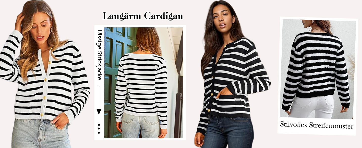 Жіноча коротка в'язана куртка з двома кишенями на ґудзиках, смугастий пуловер, стильна осіння кардиган, круглий виріз, модна в'язана кофта XL чорного кольору