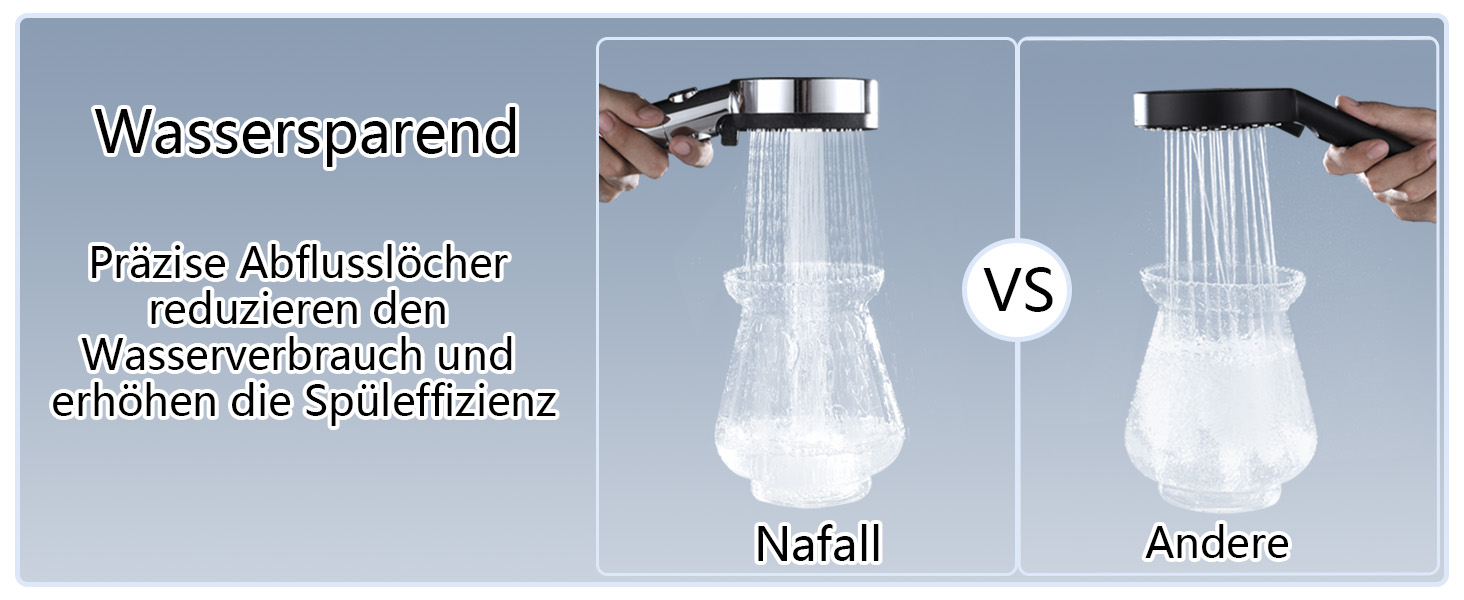 Nafall Shower Head with Filter - High Pressure Handheld Shower Head with Water Saving Design and 1.5M Hose, Shower Head with 5 Spray Patterns and Stop Function, Shower Head with Hose, Chrome (Chrome with 4 Filters)