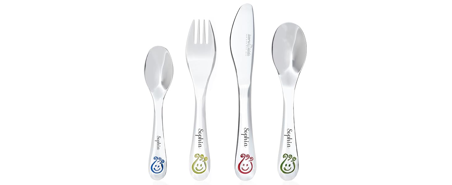 Набір дитячого столового прибору Koru Kids® Kinderbesteck (4 шт.) з нержавіючої сталі, для дітей від 3 років