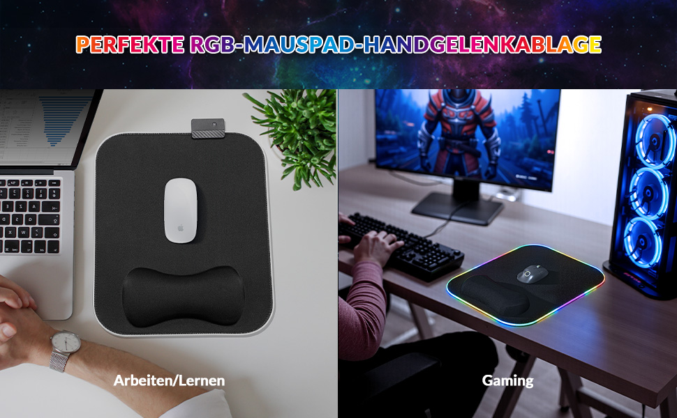 Килимок для миші ігровий Gimars RGB XXL 800x300x5mm з підсвічуванням 12 LED, водовідштовхувальна поверхня, протиковзкий гумовий низ, чорний