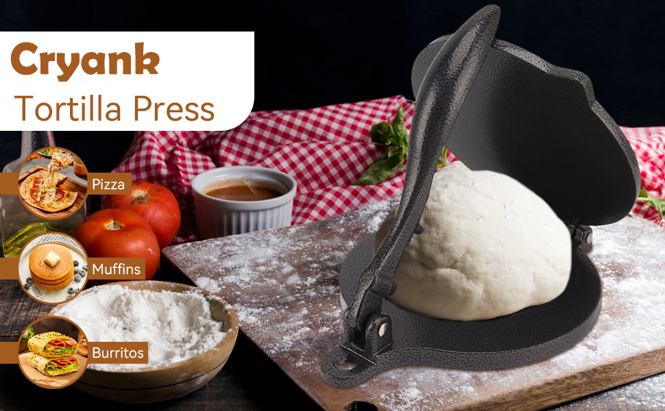 Пресс для тортилій Cyrank, ручний ротатор для роти, прес для тако та кесадільї, 20 см, чорний