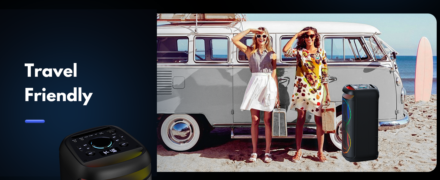 Караоке машина HWWR T20 з 2 мікрофонами, Bluetooth, RGB-підсвічуванням, TF/USB, AUX, Rec. Партійна колонка для дому та вечірок. Підтримка TWS.