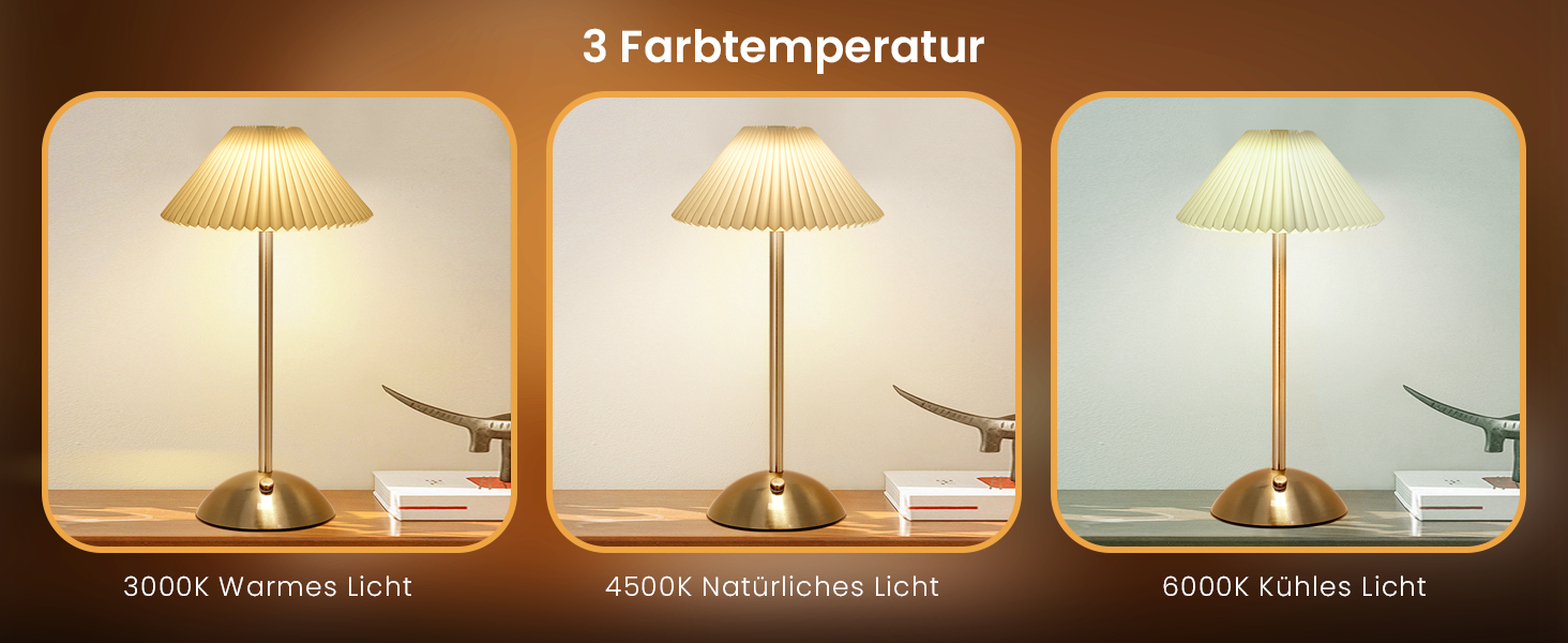 Світлодіодна настільна лампа Starnearby бездротова, з сенсорним димером, акумуляторна, 3 режими світла, вінтажний дизайн, металева, для спальні, офісу, тумбочки (Бежева + Коричнева основа)