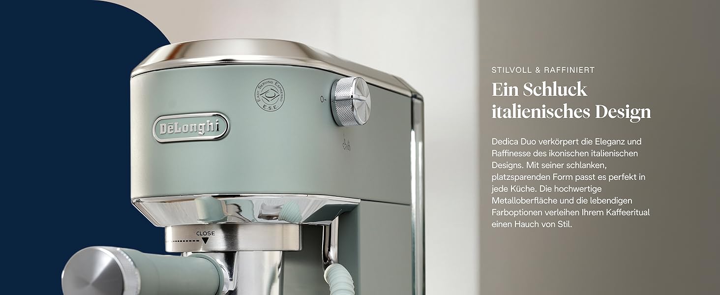 Еспресо-кавоварка De'Longhi Style EC 685.B Dedica 2025: компактна, з професійним капучинатором, для кави та ESE Pads