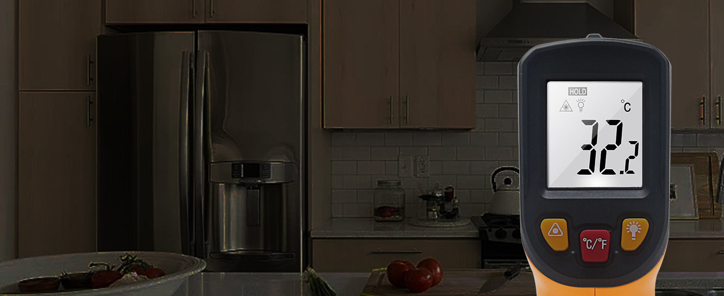 Інфрачервоний термометр KETOTEK Laser Digital IR Pyrometer KT600Y -50°C до 400 °C. Безконтактний вимірювач температури для кухні, барбекю, холодильника, промисловості та продуктів харчування