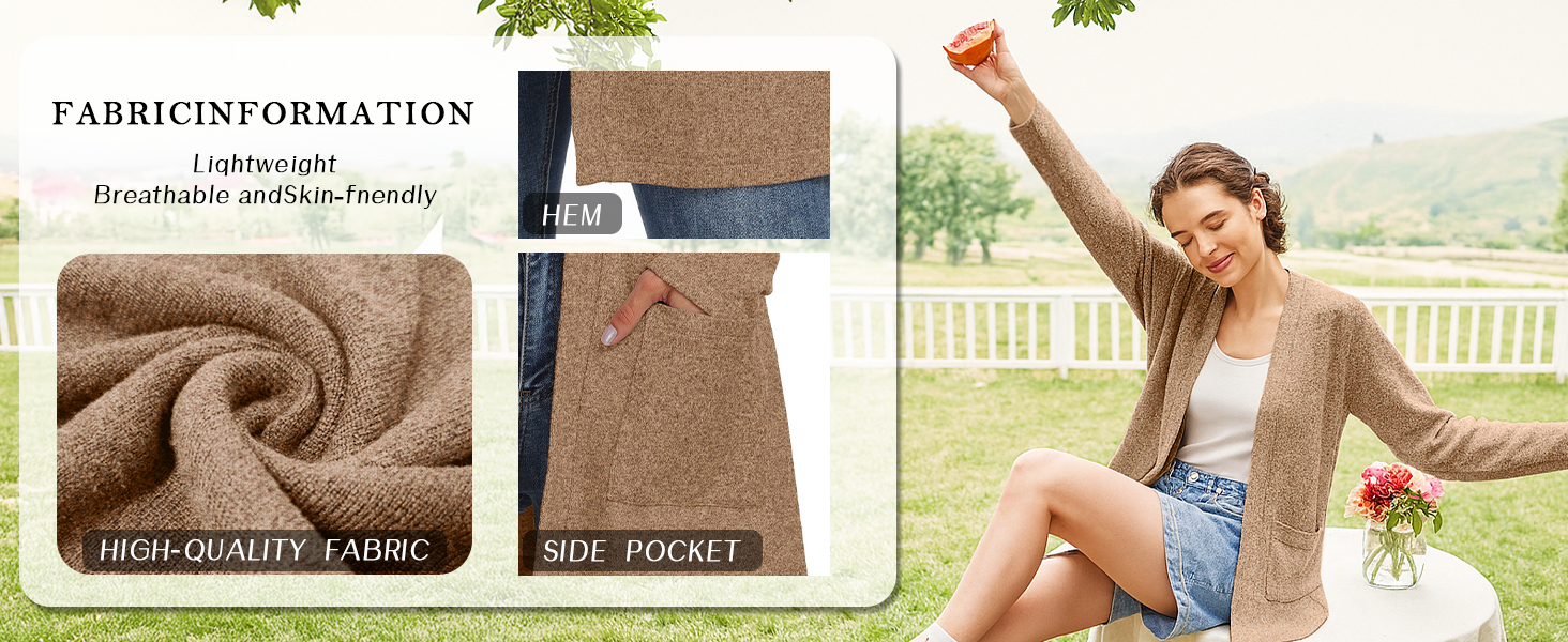 Жіночий в'язаний кардиган QIXING з кишенями | Легкий, елегантний, теплий | Зелений | для осені та зими