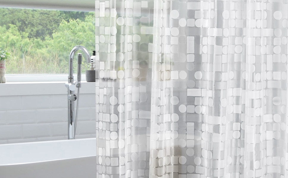 Завіса для душу LEMON CLOUD з антигрибковим покриттям, з магнітними вагами, 183x200 см, водонепроникна, антибактеріальна, PEVA, для душу та ванни, 12 кілець, геометричний дизайн