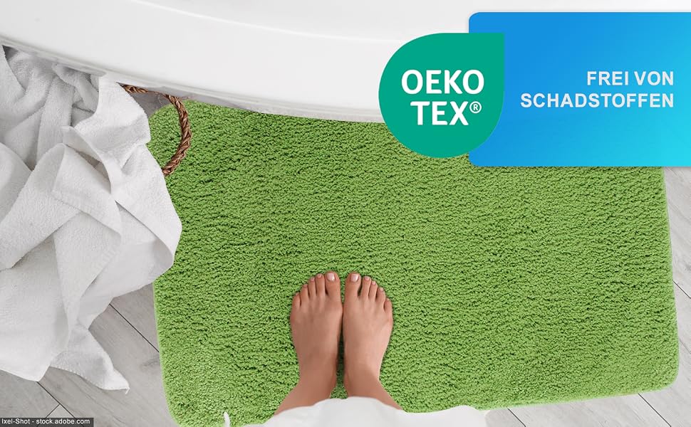 Набір килимків для ванної кімнати NYVI Spa Lasalle, 2 предмети (45x50 та 50x80 см), Aqua — протиковзкий, гігроскопічний та швидкосохнучий коврик для ванної та туалету, Oeko-TEX