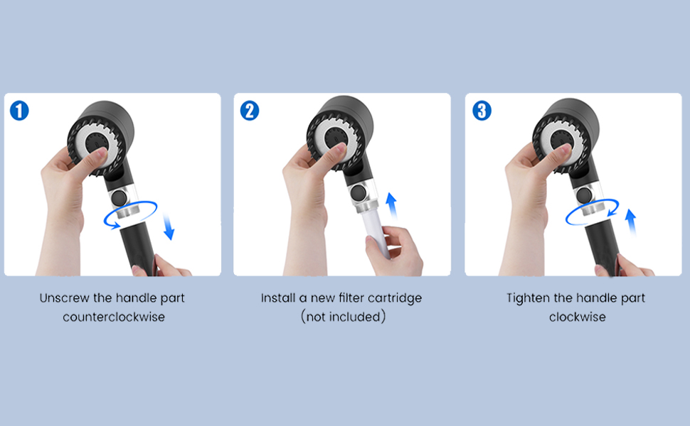 Фільтрована душова лійка з високим тиском, ручна, з шлангом, 4 режими, економія води, стоп-функція, для жорсткої води, видаляє хлор та бактерії (DY-001, чорний)
