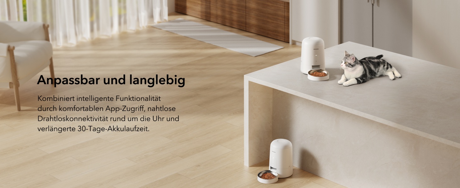 Автоматичний годівниця для котів PETLIBRO з Wi-Fi, 2.4G, акумулятор 30 днів, миска з нержавіючої сталі, керування через APP (2L, білий)
