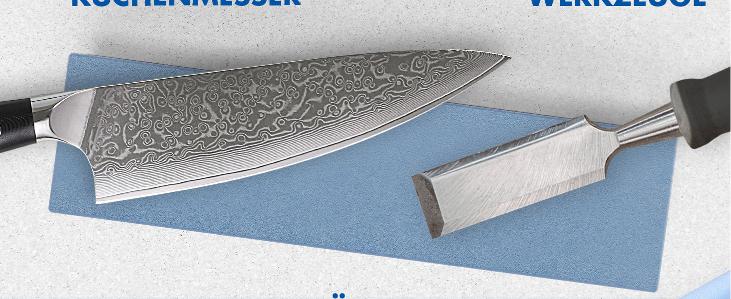 Точило для ножів Zische Missarka Blue - професійне з каменю з корунду, 200x60x25 мм, 2 зернистості FEPA 500/1200