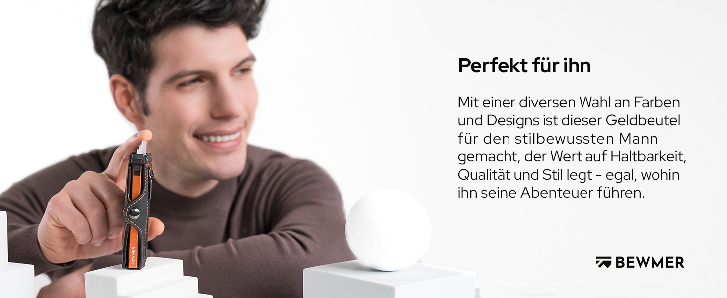 BEWMER Преміум картхолдер для кредитних карток | Смарт-портмоне для жінок та чоловіків з RFID захистом від копіювання | Шкіряне картхолдер-гаманець сірого кольору