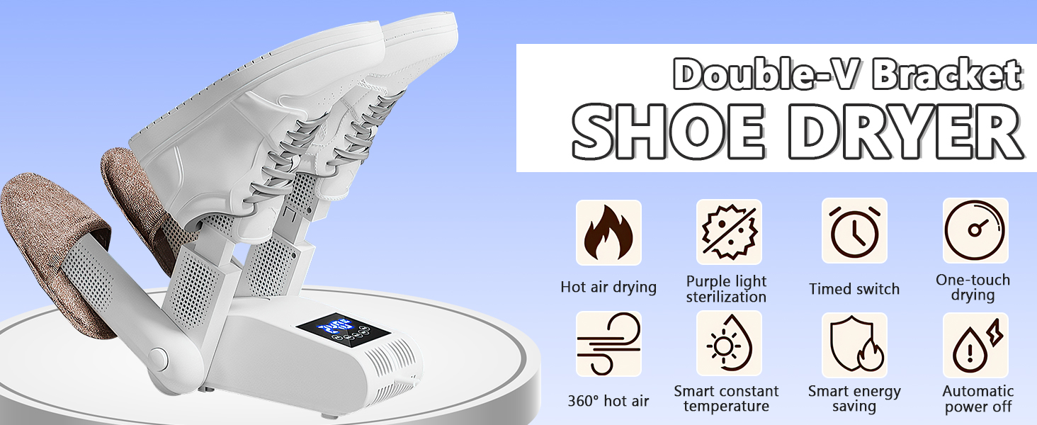 Електричний сушильник для взуття з 4 тримачами, таймером та регульованою довжиною. Підходить для взуття, рукавичок, шапок, шкарпеток та футбольних бутс