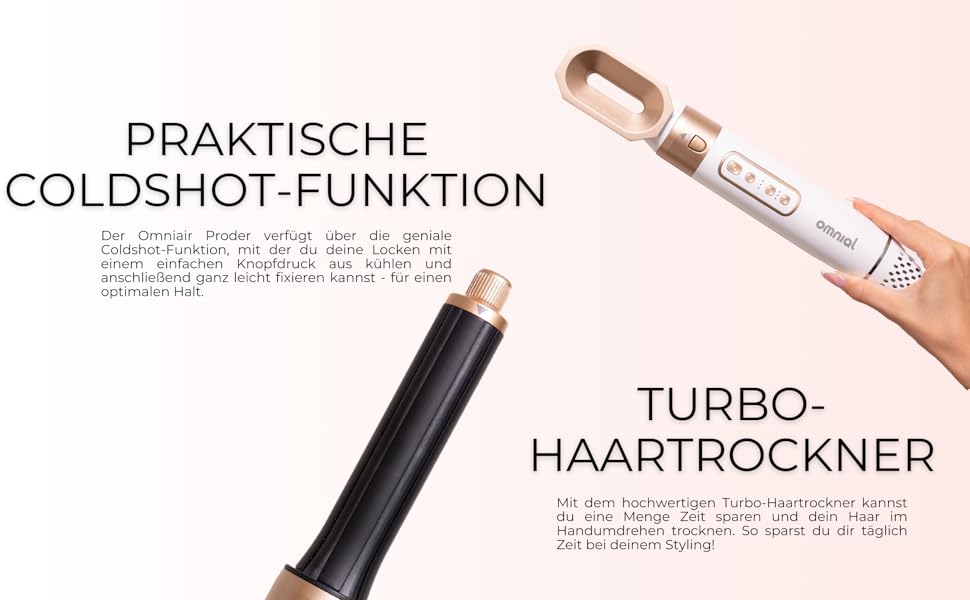 Omnial Omniair Pro 5в1: Станція для укладки волосся з 5 насадками, 3 температурні та 3 режими повітря, Coldshot для фіксації, підходить для всіх типів волосся