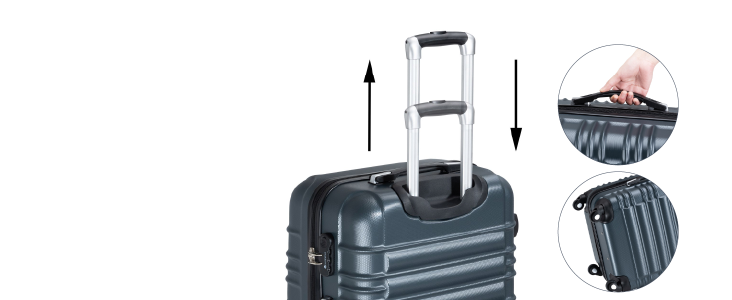 Набір валіз Juskys® з жорстким корпусом (4 шт.) - з кодовим замком, тихі колеса 360°, телескопічна ручка, легкий, колір антрацит