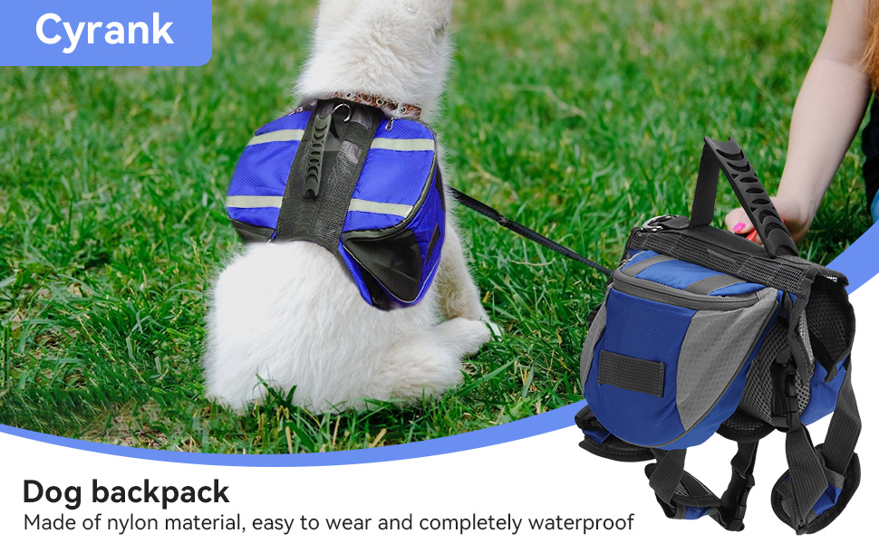 Рюкзак для собак Cyrank: набір посуду, жилет, сумка для спорядження, туристичний рюкзак для собак з світловідбиваючими смугами, жилет для собак, підходить для великих собак (S)