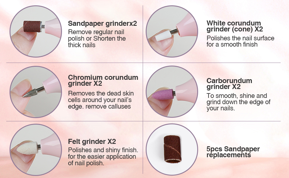 TOUCHBeauty Електричний фрезер для нігтів 5-в-1, бездротовий, манікюр/педикюр, UV LED сушарка, AG-1335C (Рожевий)