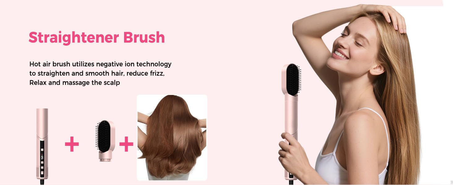 Pro Airbrush Air Styler 6 в 1: Фен-щітка, плойка, стайлер для волосся, 1000W (Червоний)
