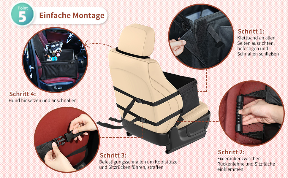 Автокрісло для собак KYG - стабільне, водовідштовхувальне, неслизьке та стійке до подряпин, для маленьких собак, для переднього та заднього сидіння (Чорний) 6696