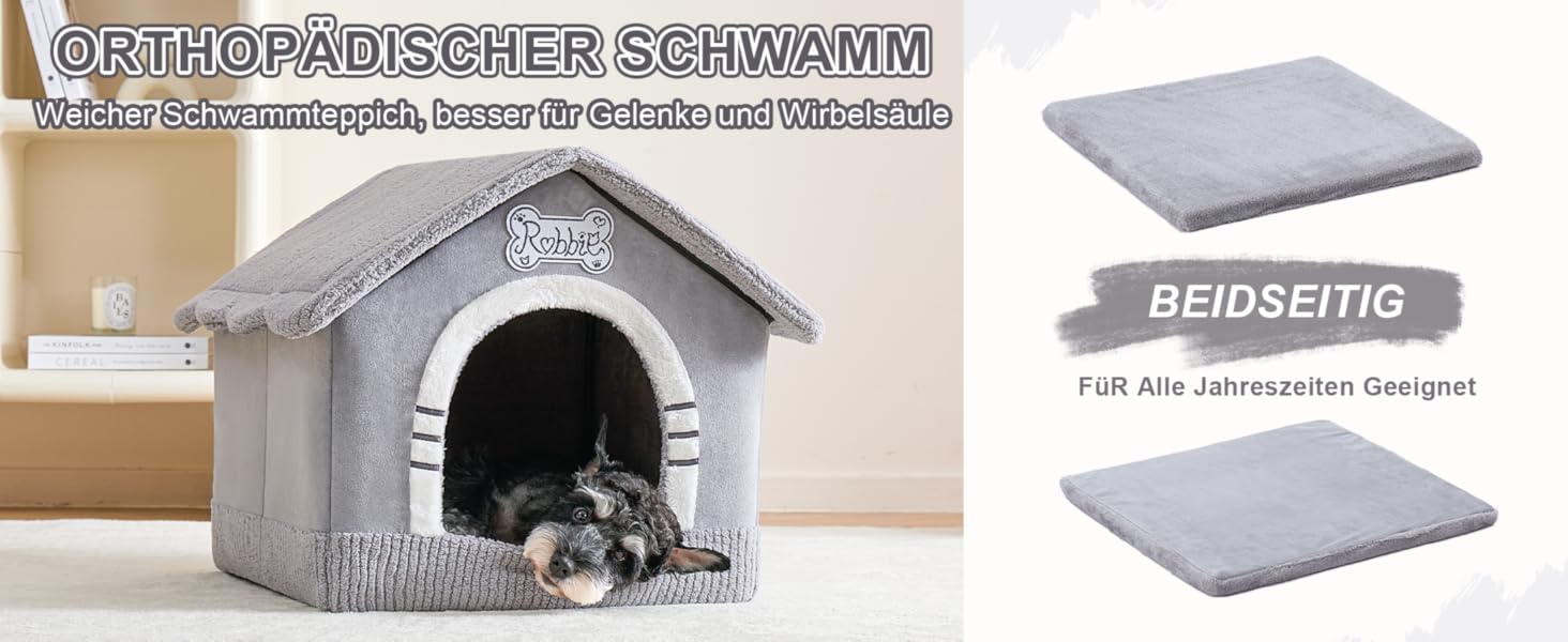 Будка для собак Jiupety, XL, 51x46x46 см, сіра - затишна лежанка для собак вагою 7-14 кг