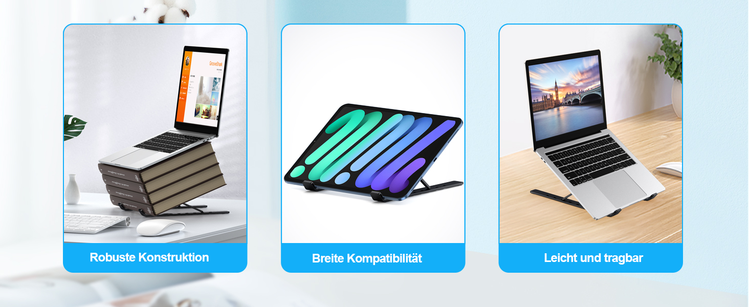 Підставка для ноутбука Babacom, алюмінієва, 5-рівнів, регульована висота, вентильована, сумісна з MacBook Pro Air та іншими ноутбуками 10-15.6” та планшетами (чорна)