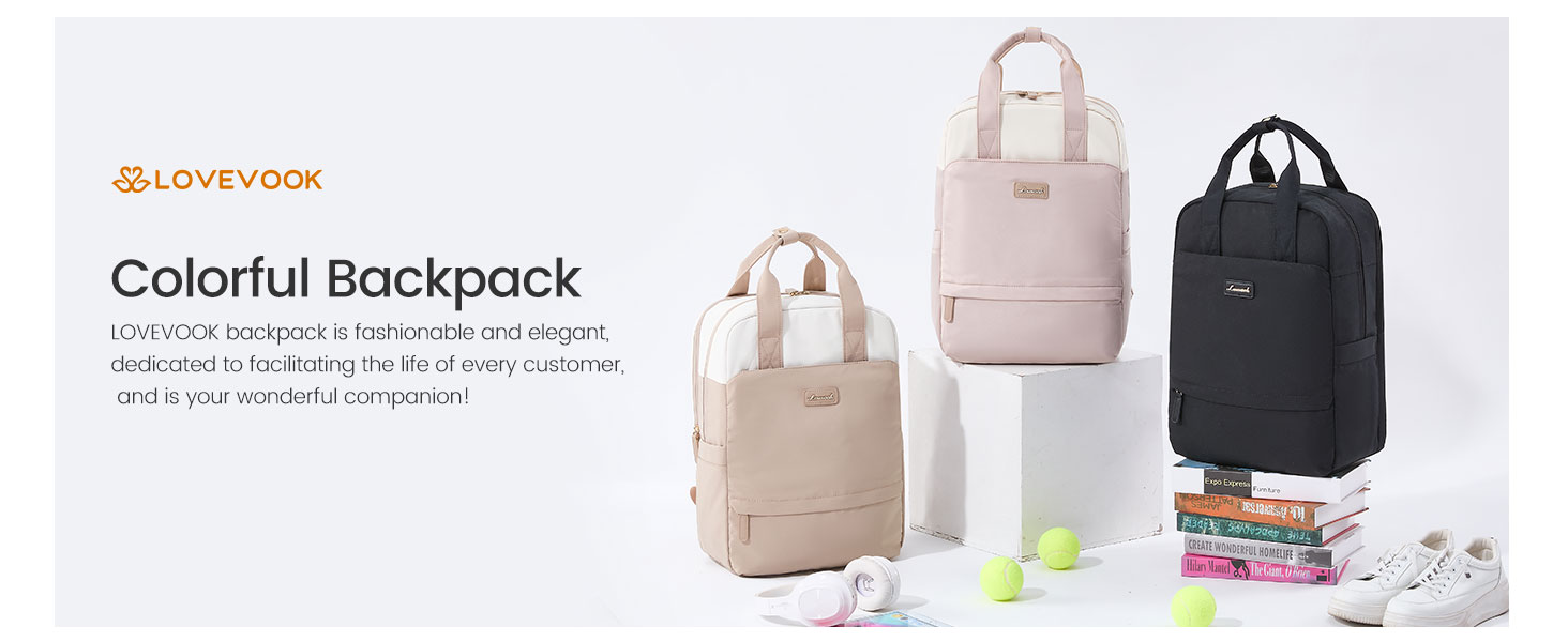LOVEVOOK Рюкзак для ноутбука, 15.6 дюймів, жіночий, для школи/університету, подорожей, чорний