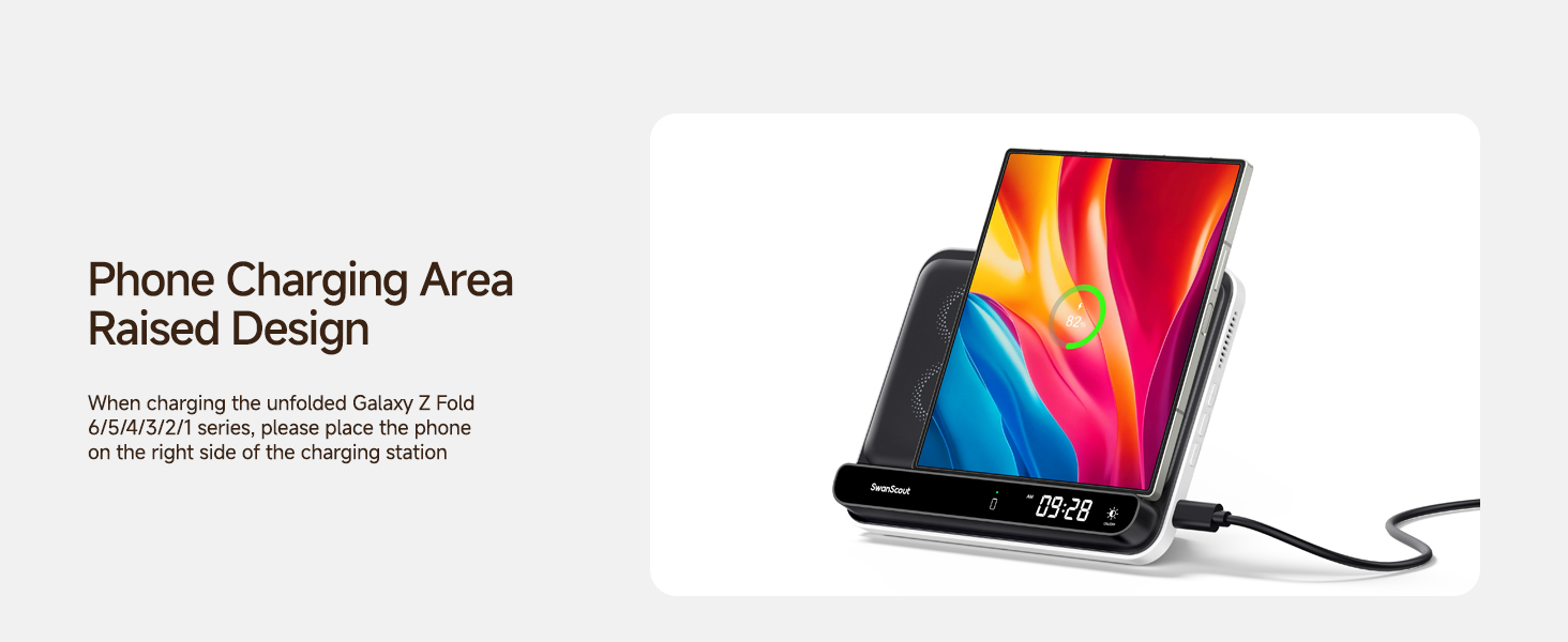 Бездротова зарядка SwanScout 504F для Samsung Galaxy Z Fold (6/5/4/3), Google Pixel 9 Pro Fold, Pixel Fold та Galaxy Buds