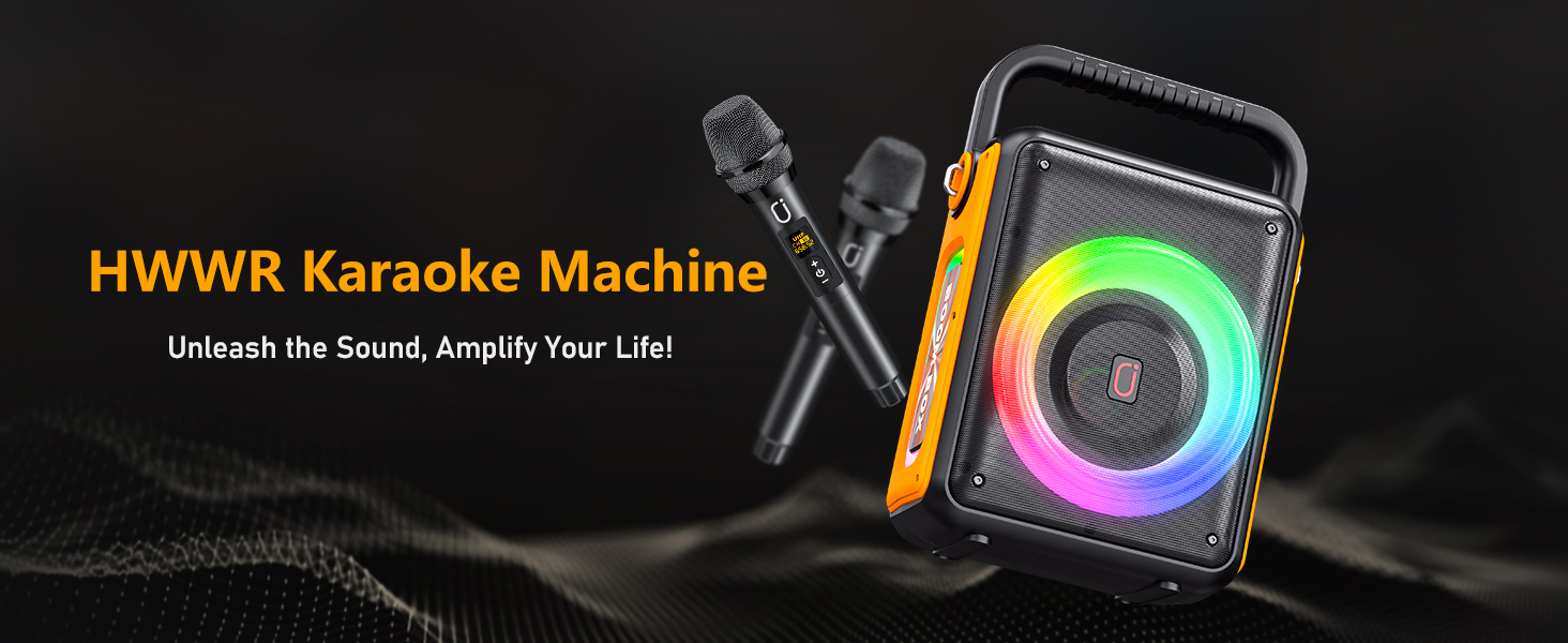 Караоке Машина з 2 Бездротовими Мікрофонами для Дорослих, Портативна Bluetooth Колонка з RGB-підсвіткою, Partybox, Підтримка TF/USB, AUX, Rec, TWS S65