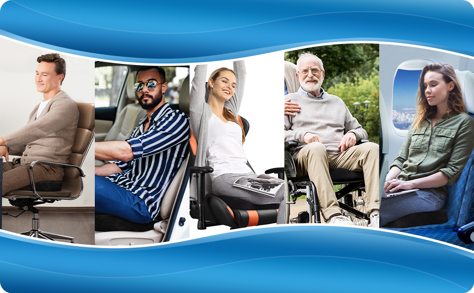 Подушка для сидіння Everlasting Comfort: ергономічна, з Memory Foam для офісу, авто та дому. Підходить для офісного крісла та автосидіння. Зручна, знімний водонепроникний чохол, нековзна основа. Чорна.