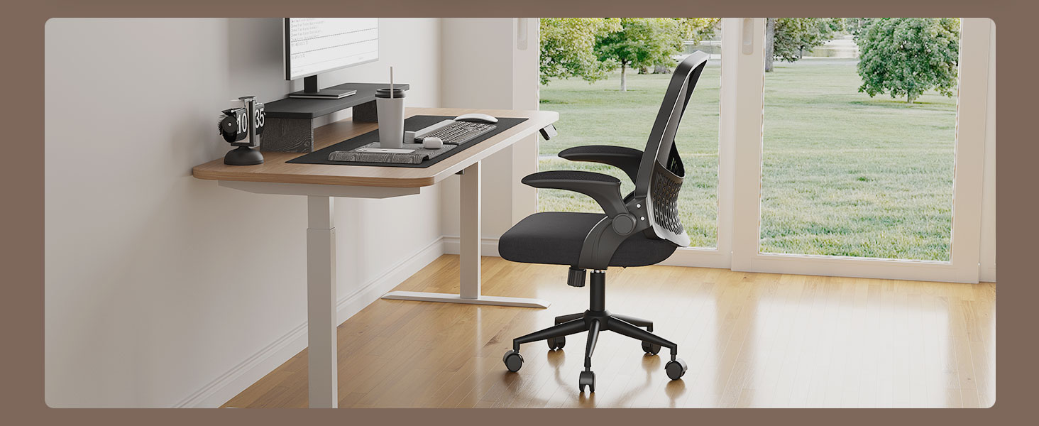 Офісний стіл Naspiro Ergonomic з регульованими підлокітниками, підтримкою попереку та дихаючою сіткою, чорний (без підголівника)