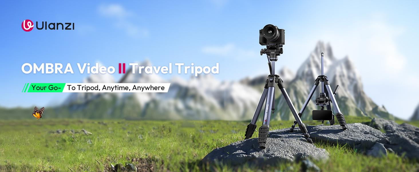 Штатив ULANZI Ombra II 156 см з кульковою головкою 360°, швидкознімною платформою та тримачем для телефону. Підходить для DSLR, Mirrorless камер, смартфонів. Вага 1,21 кг, вантажопідйомність 10 кг. Версія з ручкою на швидкознімній платформі чорного кольору.