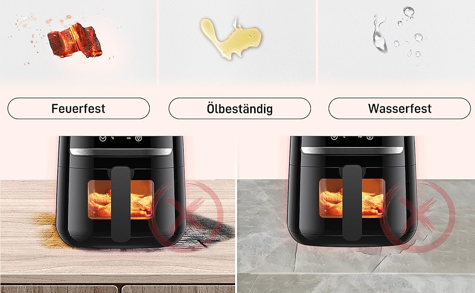 Термостійкий килимок 30 x 45 см - захист від нагріву для повітряної фритюрниці, стіл, робоча поверхня, масло- та водовідштовхувальний, легко миється, білий, 1 шт.