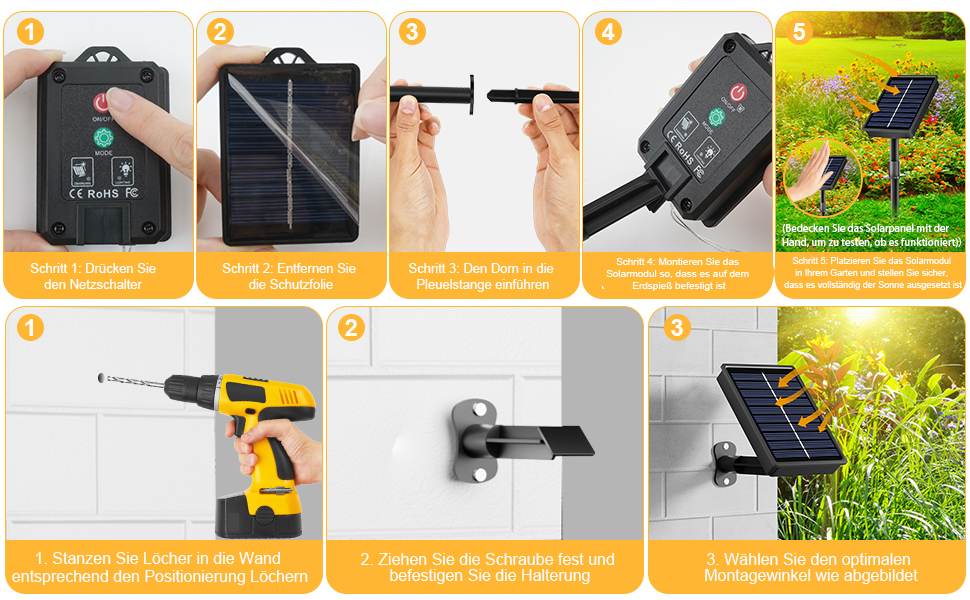 Сонячна гірлянда для вулиці, 60 LED, 13.2м, 8 режимів, IP65, тепле світло. Декорація для балкона, тераси, саду, ялинки.