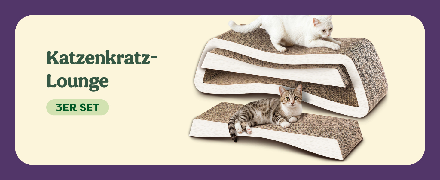 Кігтеточка для котів 3 в 1 XXL, 75 см – Міцний картон для догляду за кігтями, до 2 років використання, економія місця, захист меблів (Mountain), білий