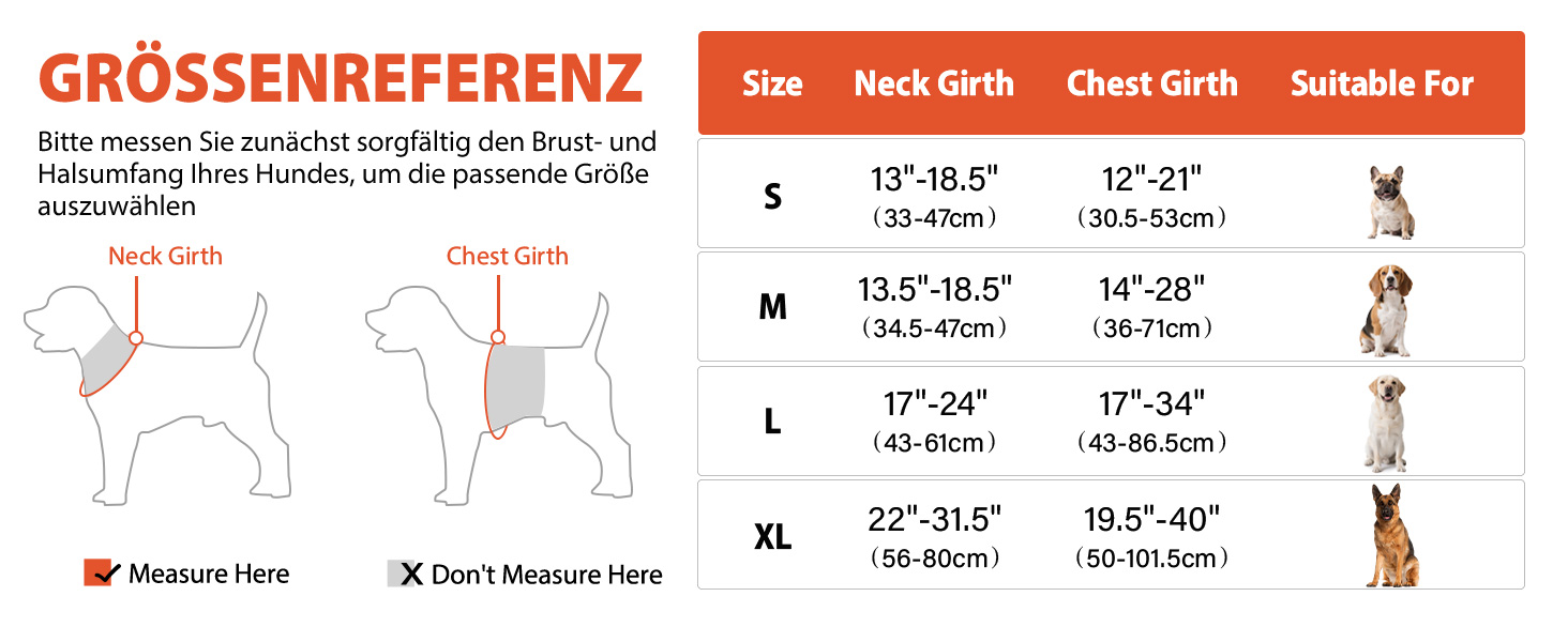 Світловідбиваючий нашийник для собак Joytale з підзарядкою, без натягування, з ручкою, для нічних прогулянок, чорно-синій, M (XL, 1 шт.), помаранчевий