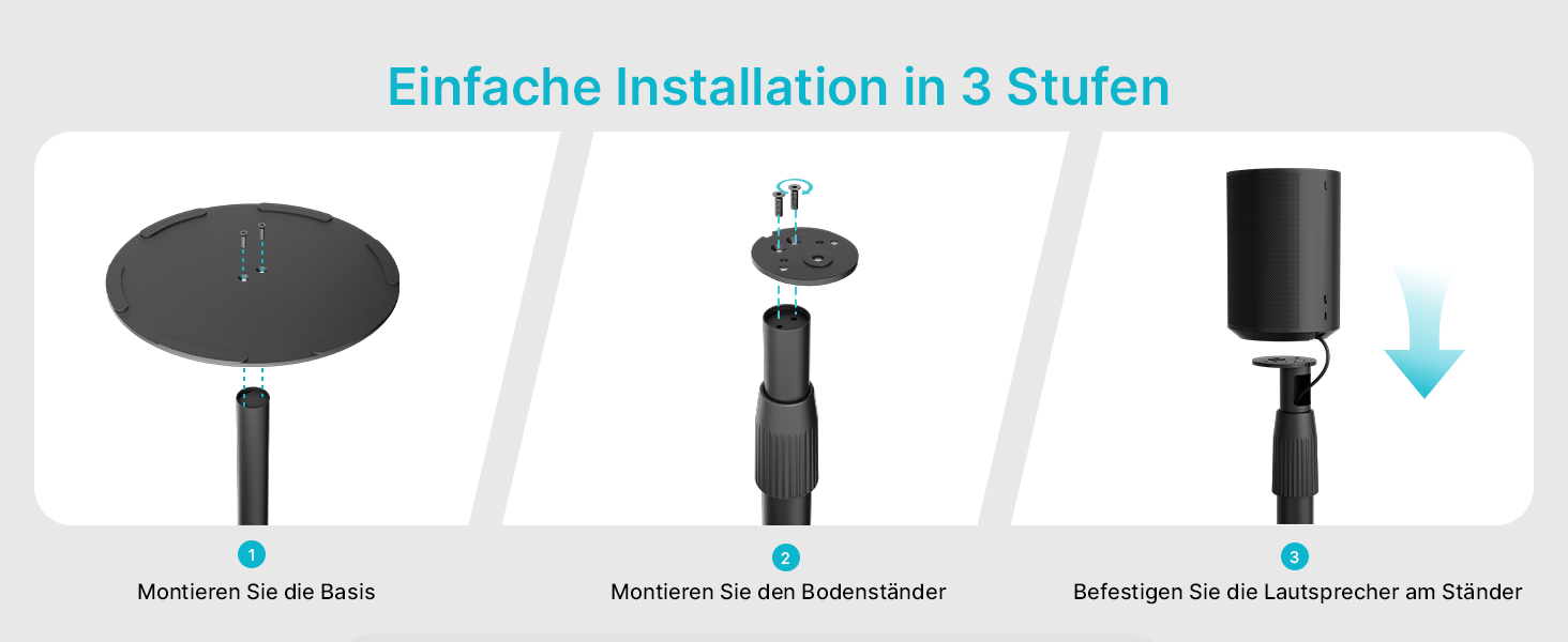Підлогові стійки для колонок, сумісні з SONOS Era 300 та Era 100, чорні, 2 шт. (до 108 см, 5 кг)